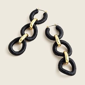 NWT J.Crew Cotton raffia-wrapped chain earrings
